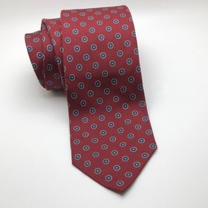 Mark Shale English Skinny Maroon Silk Tie  Medallion Print
